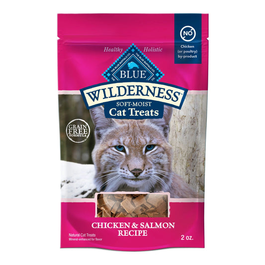 Wilderness Grain-Free Chicken & Salmon Flavor Dry Soft Treats for Cats, 2 Oz. Bag